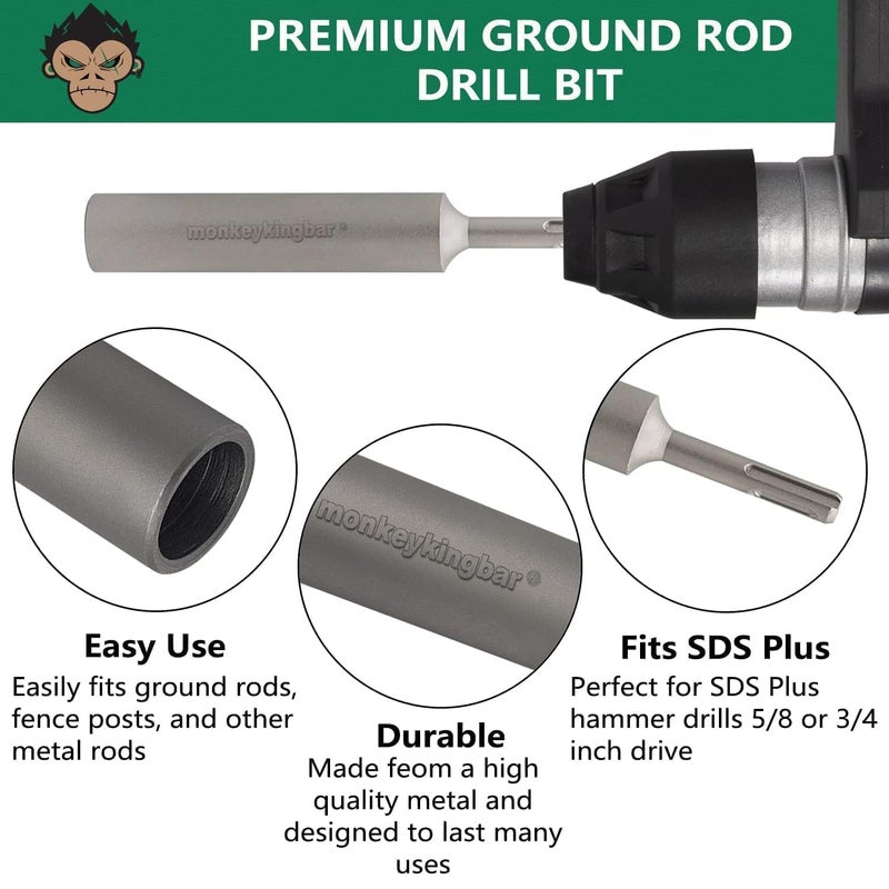 Monkey King Bar -SDS Plus Bits -5/8" and 3/4" Diameter Ground Rod Driver Use for SDS Plus Hammer Drills Bits - Image 3
